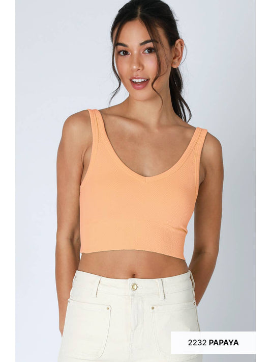 Reversible Herringbone Crop Top Papaya