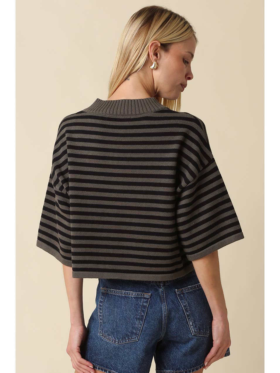 Grey & Blue Striped Cardi