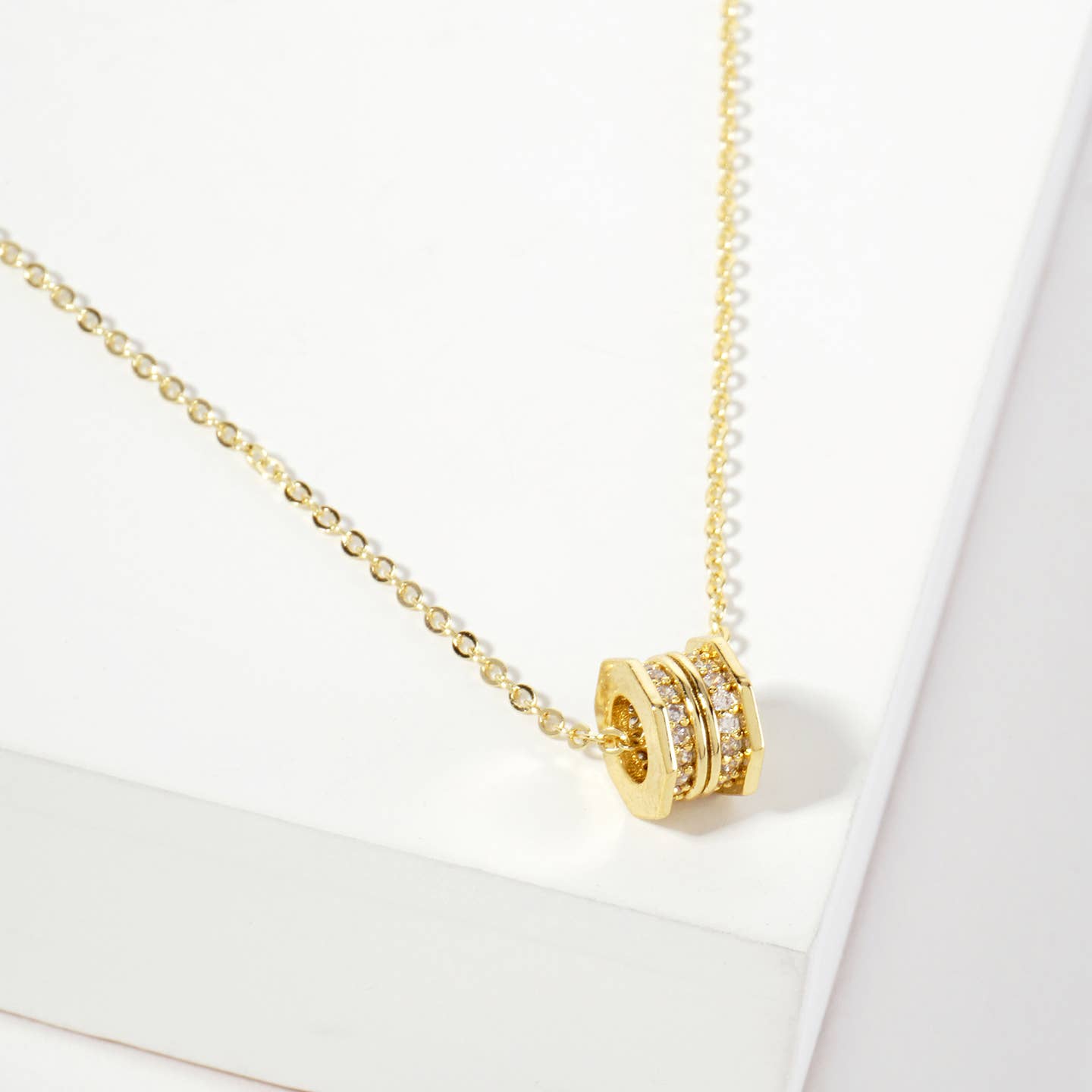 Gold Plated Wheel Charm Necklace