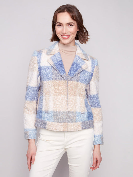 Plaid Bouclé Knit Short Coat