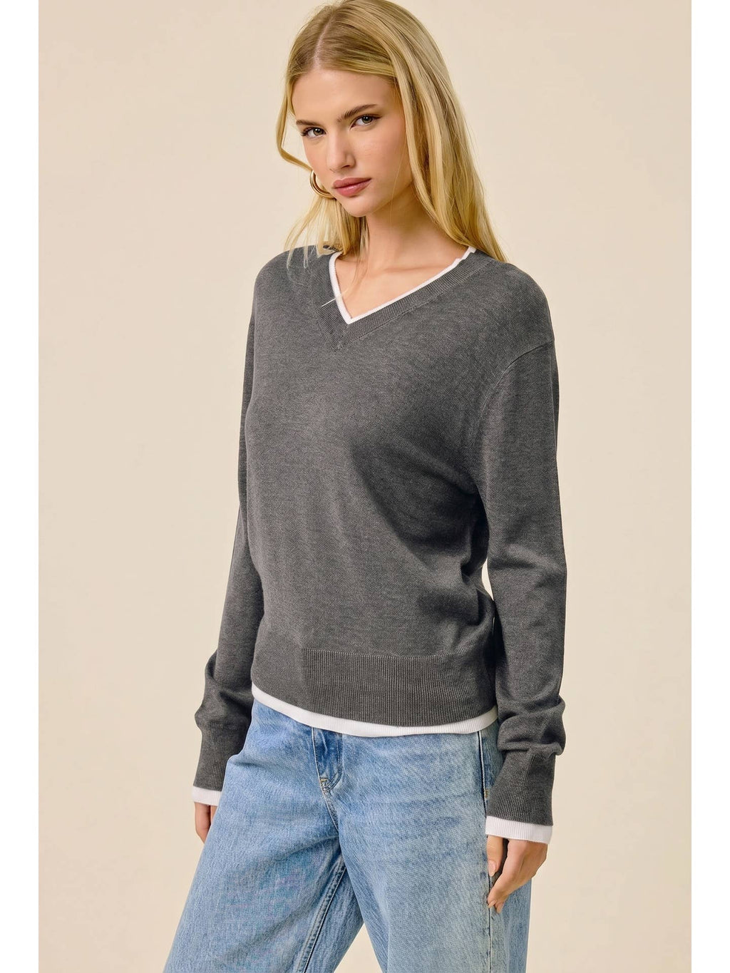 Contrast Trim Sweater