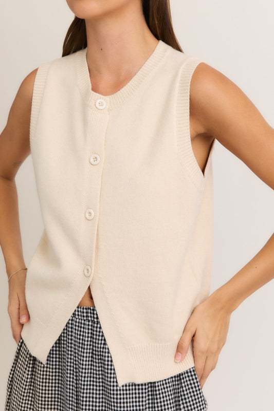 Sleeveless Cardigan Cream