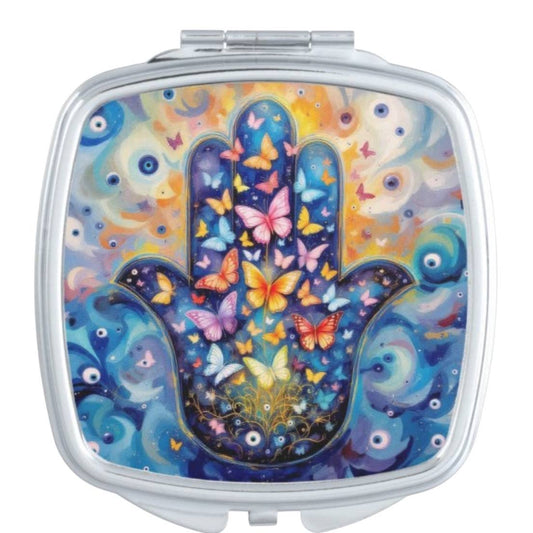 Hamsa Butterfly Pocket Mirror