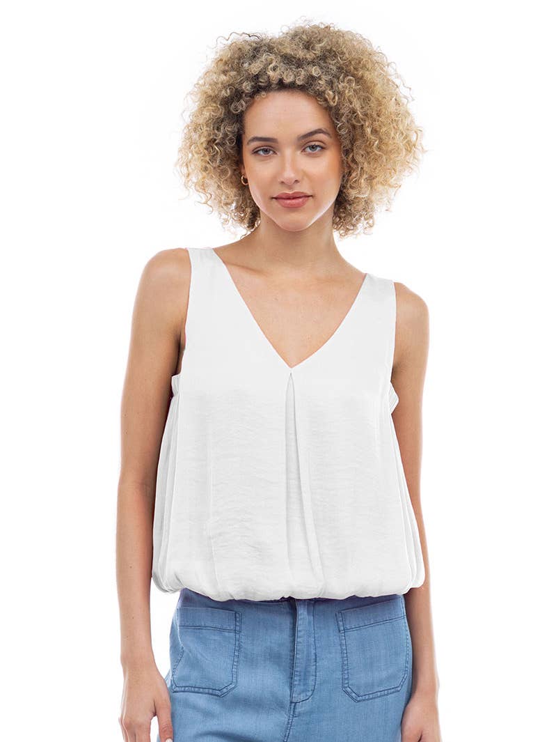 V-Neck Bubble Top White