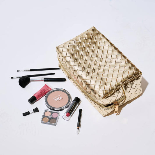 Gold Woven Cosmetic Pouch