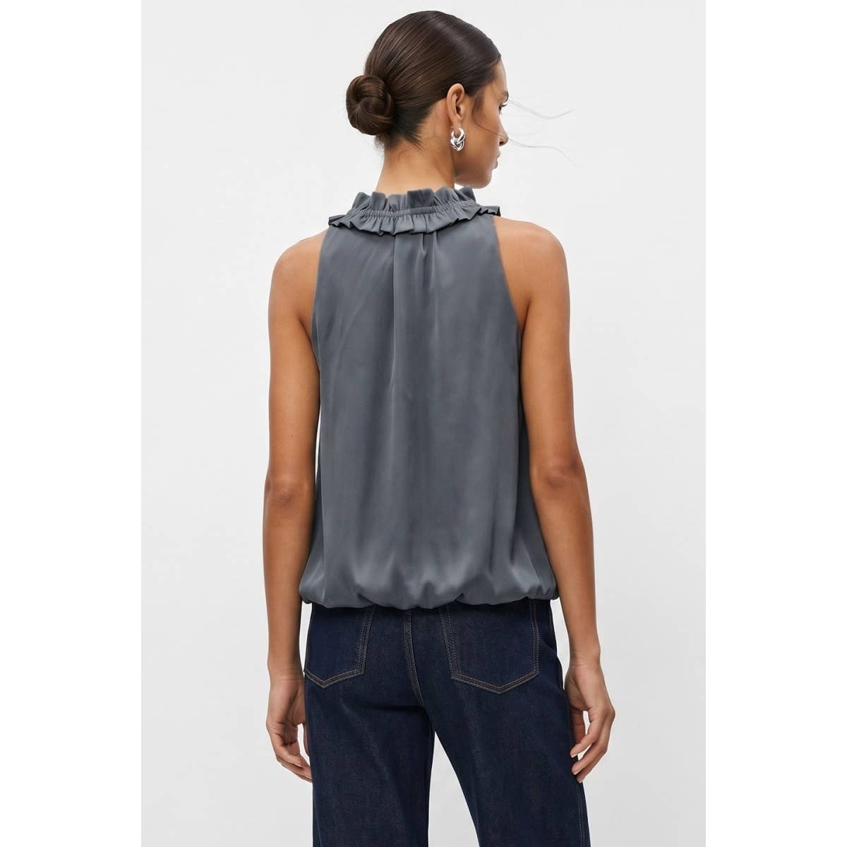 Satin Keyhole Bubble Top