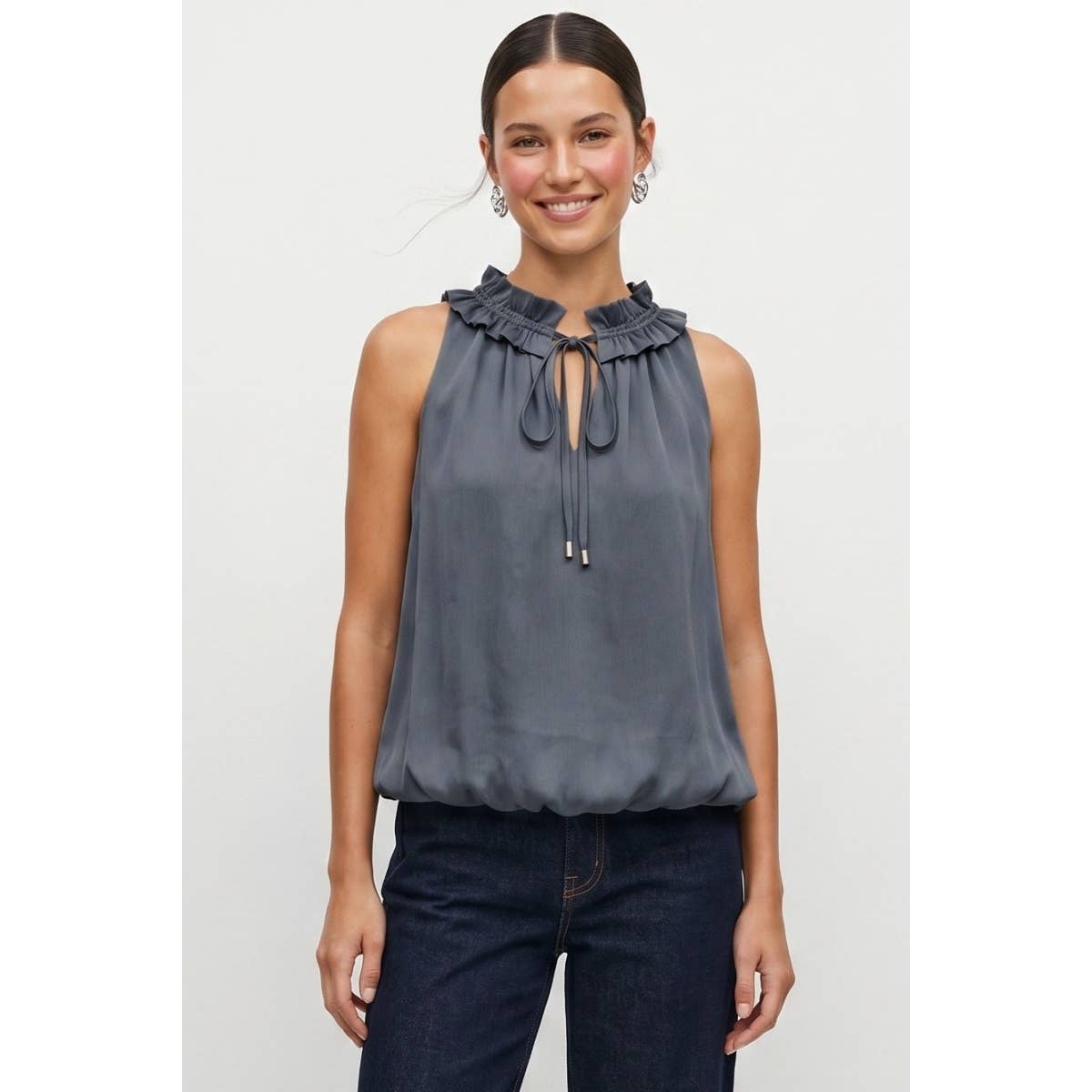 Satin Keyhole Bubble Top