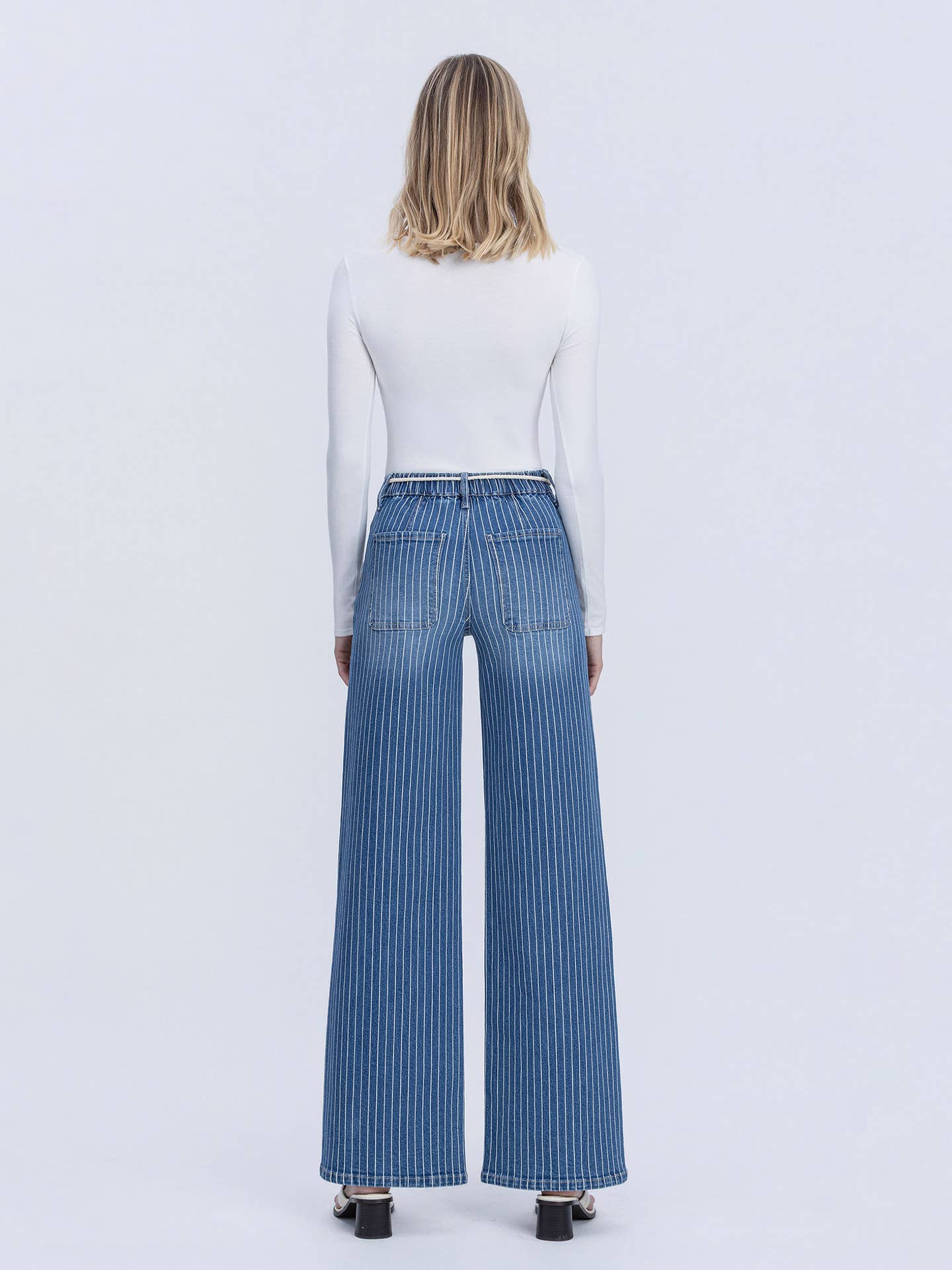 Striped Drawstring Wide Leg