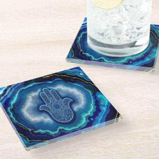 Hamsa Star Of David Coaster Set