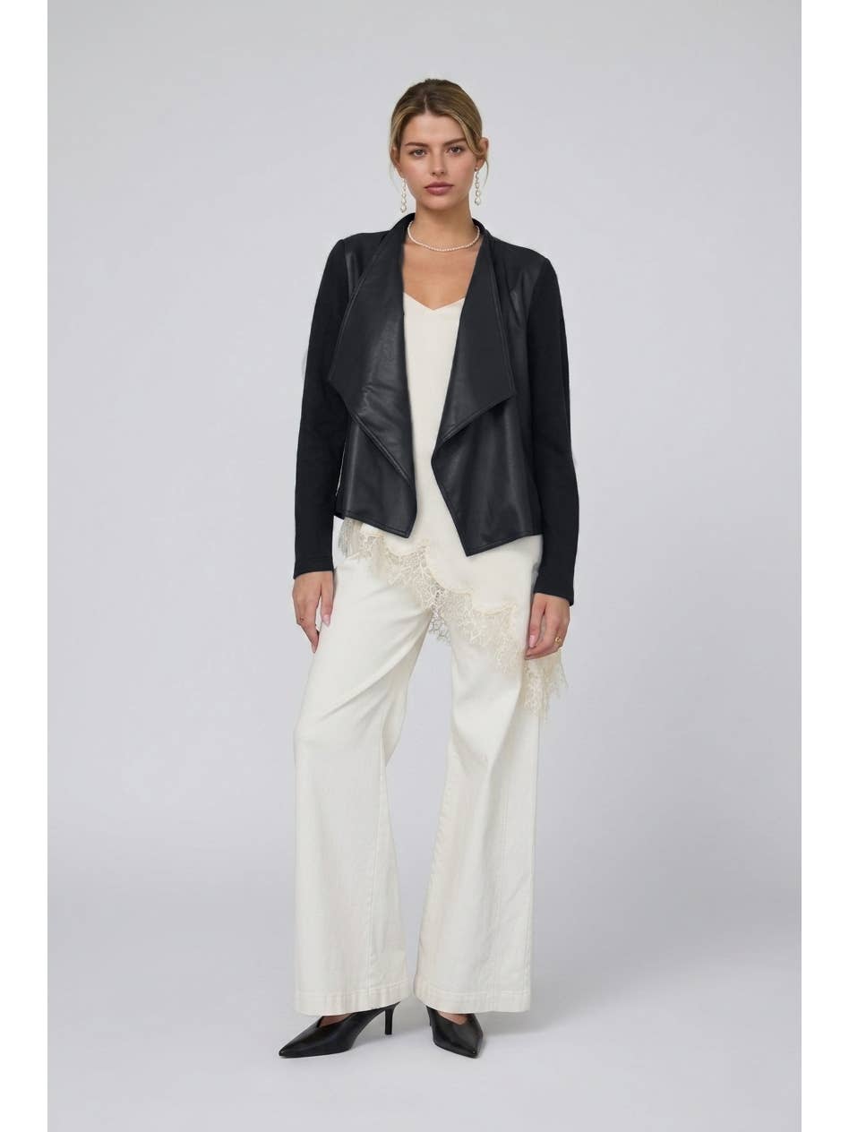 Mixed Media Faux Leather Jacket