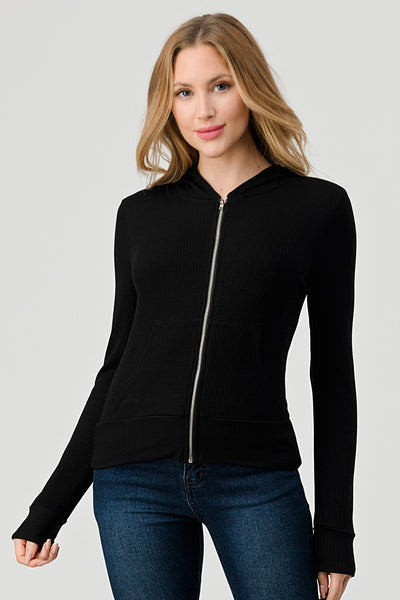 Hooded Zipper Jacket Black