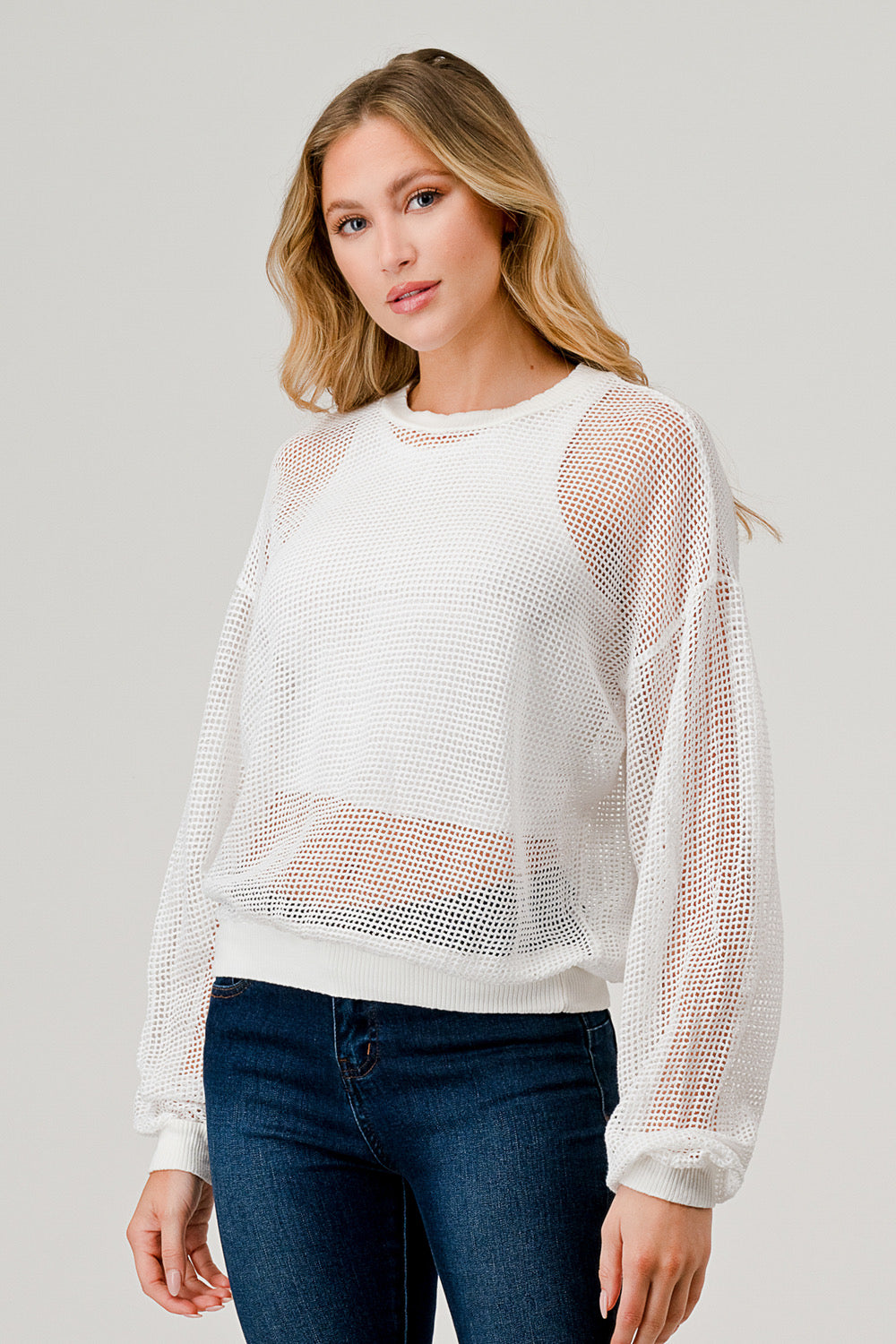 Mesh Long Sleeve White