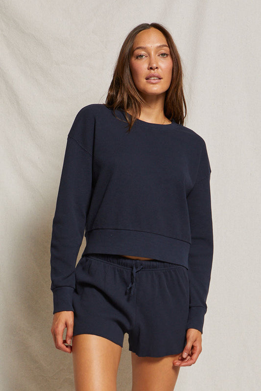 Kendall Waffle Pullover Navy