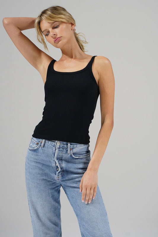 LNA Timeless Ribbed Tank Black