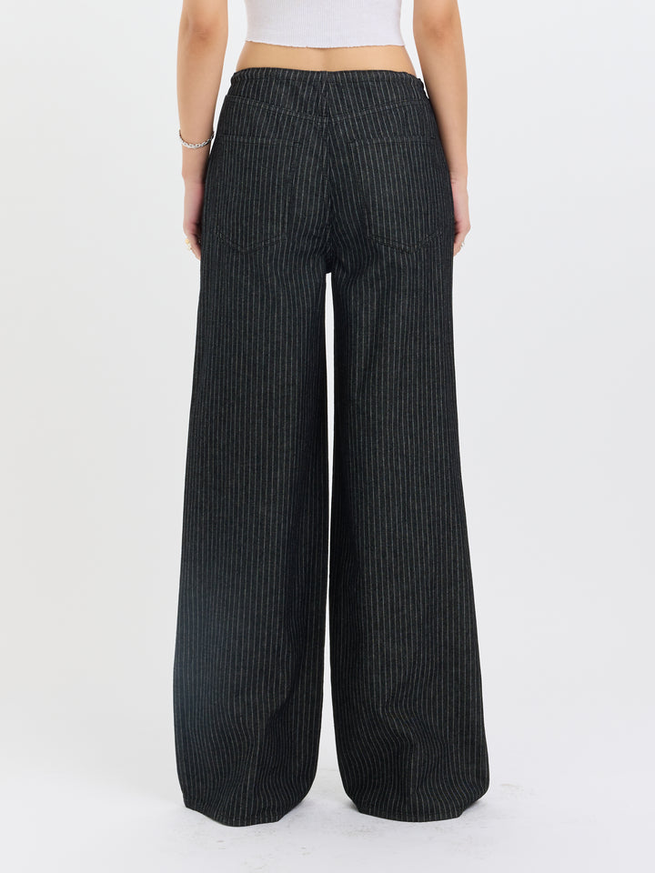 Madison Stripe Denim Wide Leg