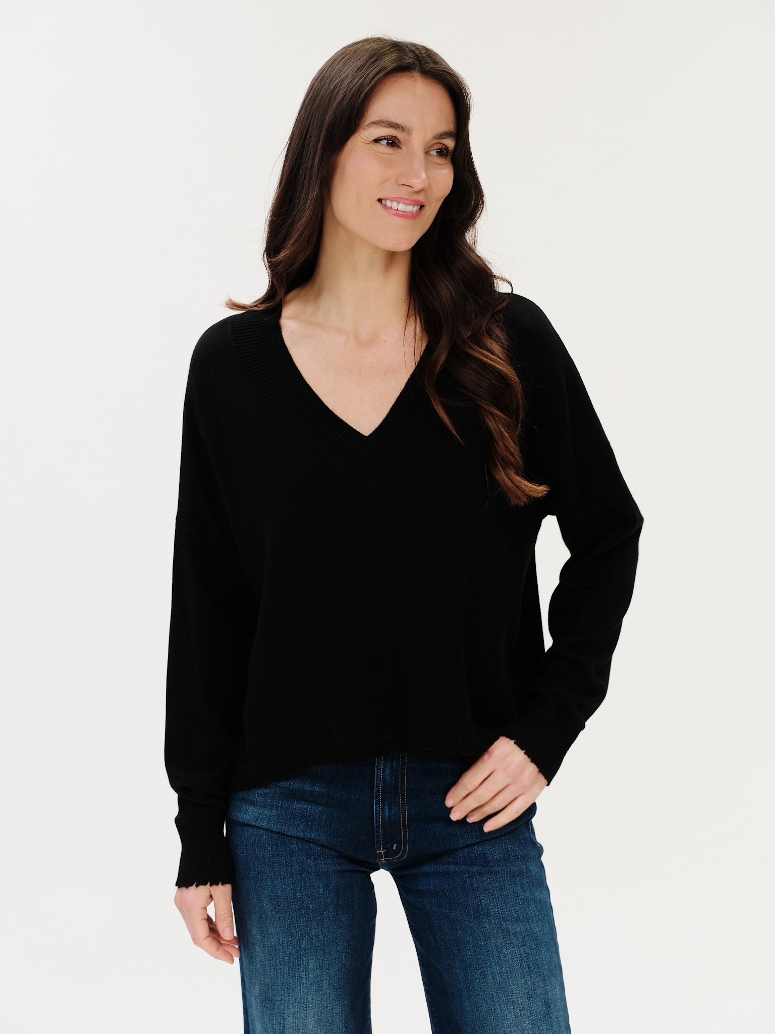 Geneva Frayed Trim Sweater