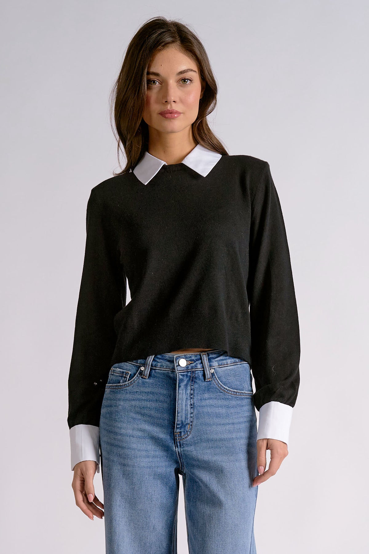 White Collar Layered Sweater