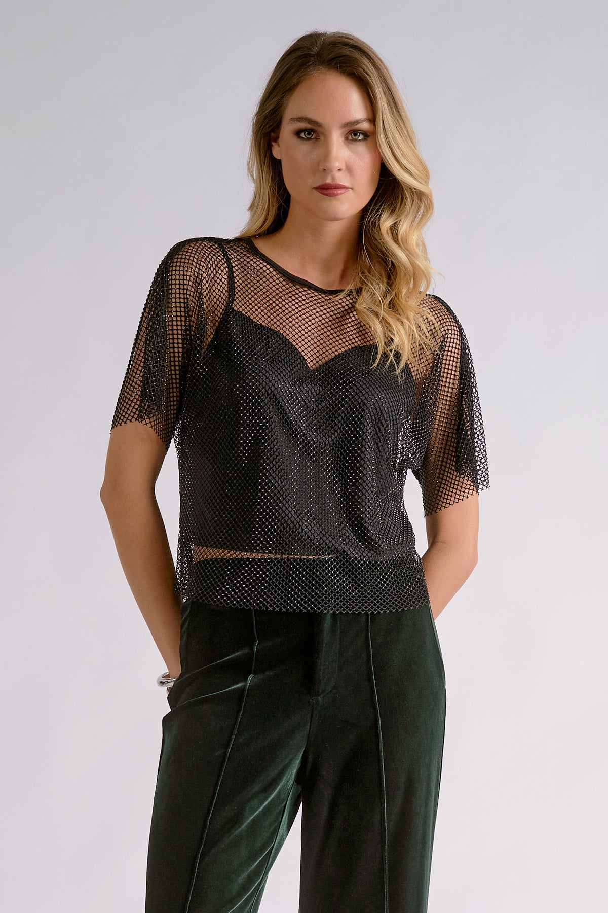 Beaded Layered Short Sleeve