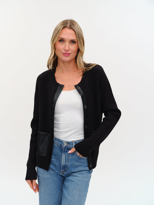 Natalia Faux Leather Cardi