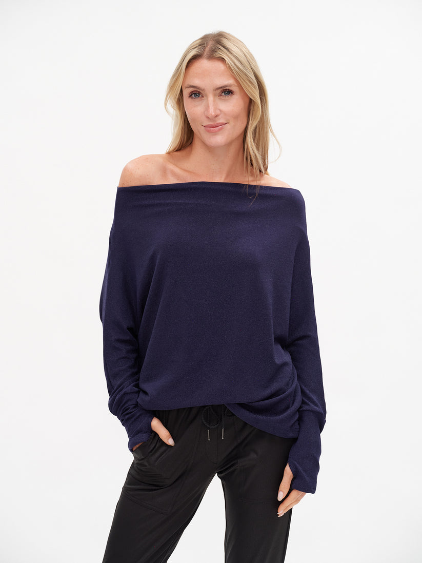 Anywhere Top Navy Lurex