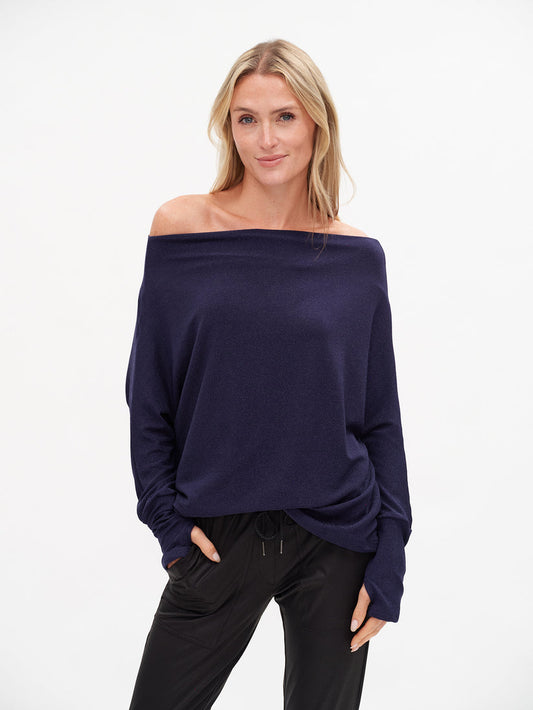 Anywhere Top Navy Lurex