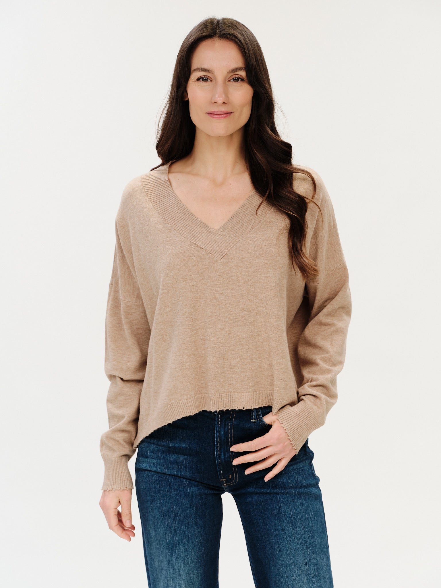 Geneva Frayed Trim Sweater