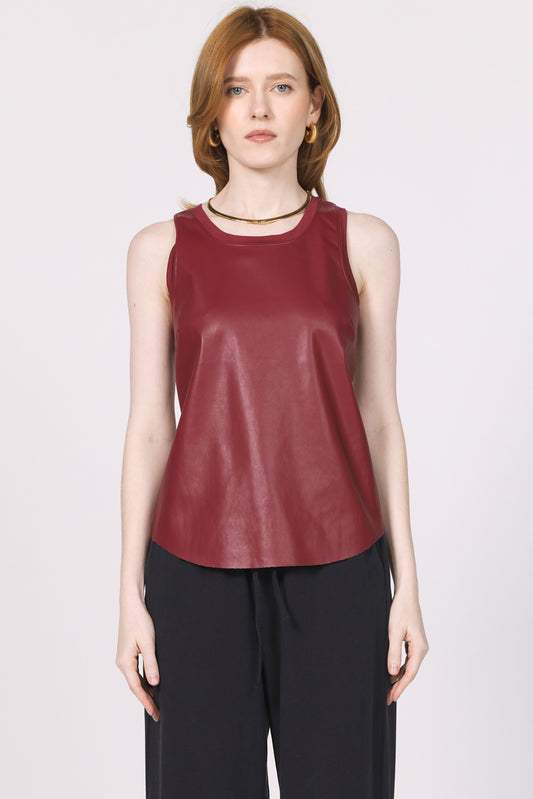 Carmela Vegan Leather Tank Bordeaux