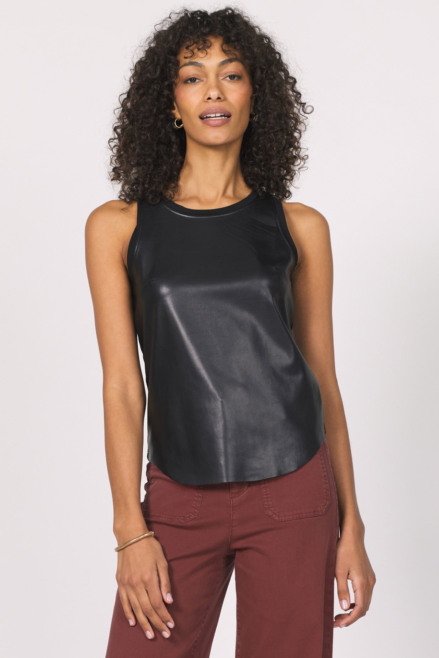 Carmela Vegan Leather Tank Black