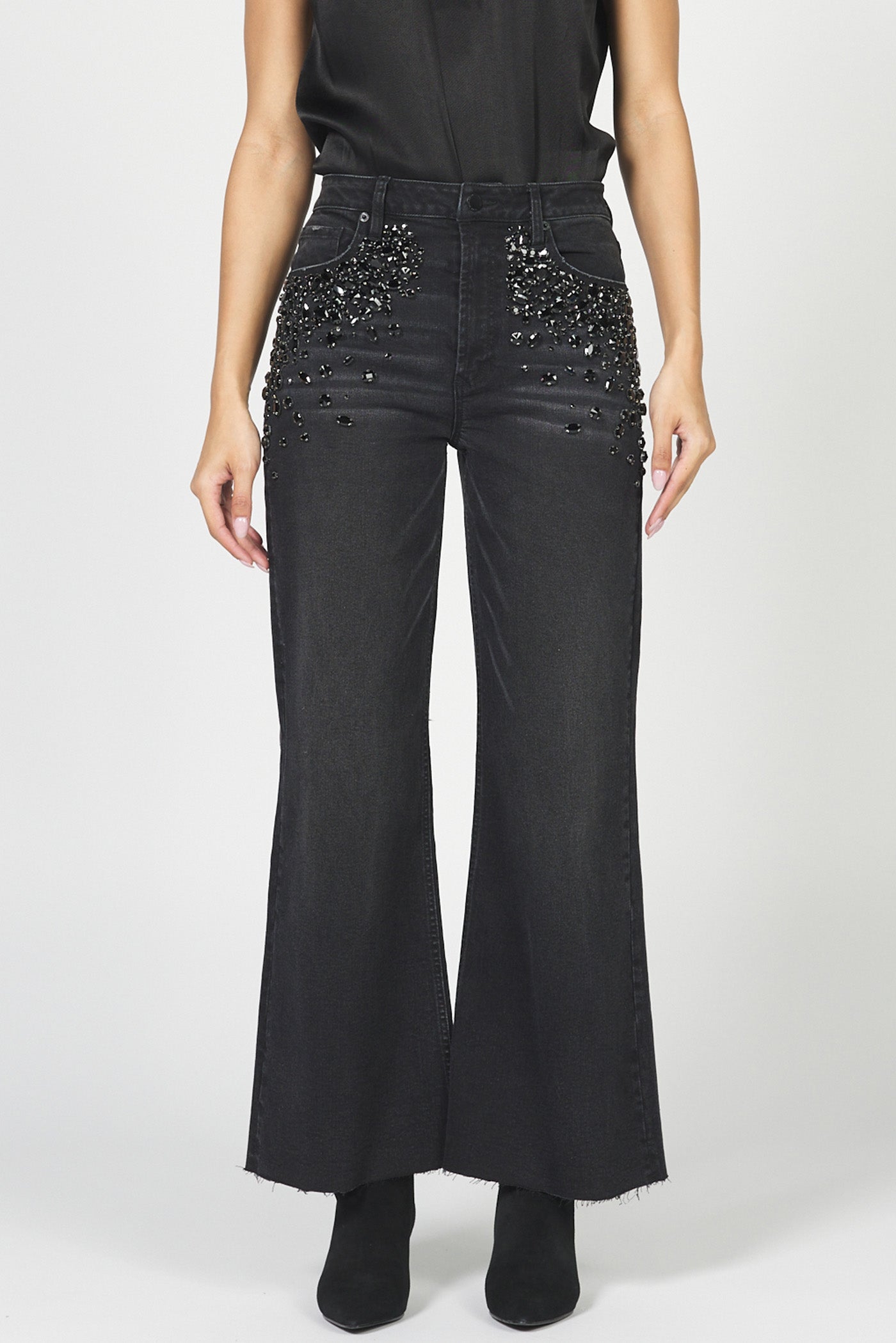 Fiona Wide Leg In Black Sparkle