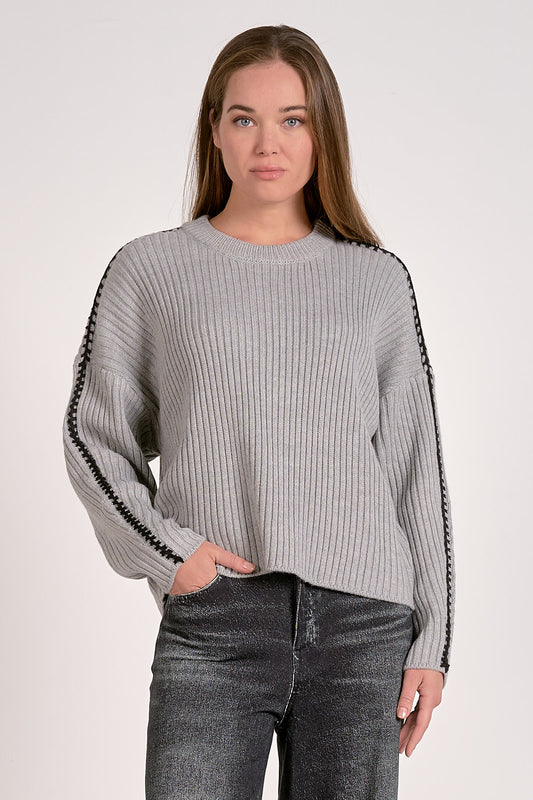 Grey/Black Whipstitch Sweater