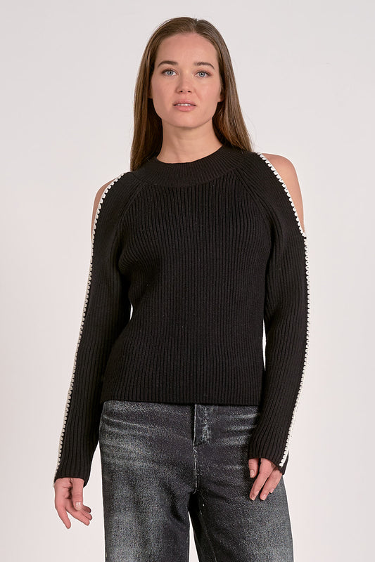 Black Coldshoulder Sweater