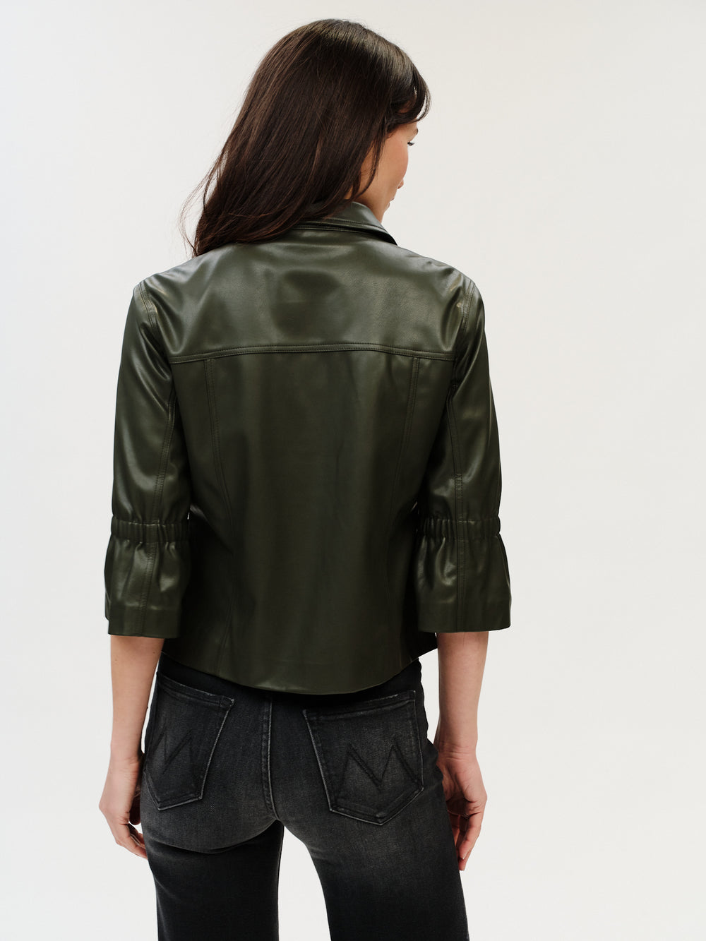 Romy Faux Leather Flutter Sleeve Jacket