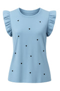 North Ruffle Trim Top Airy Blue