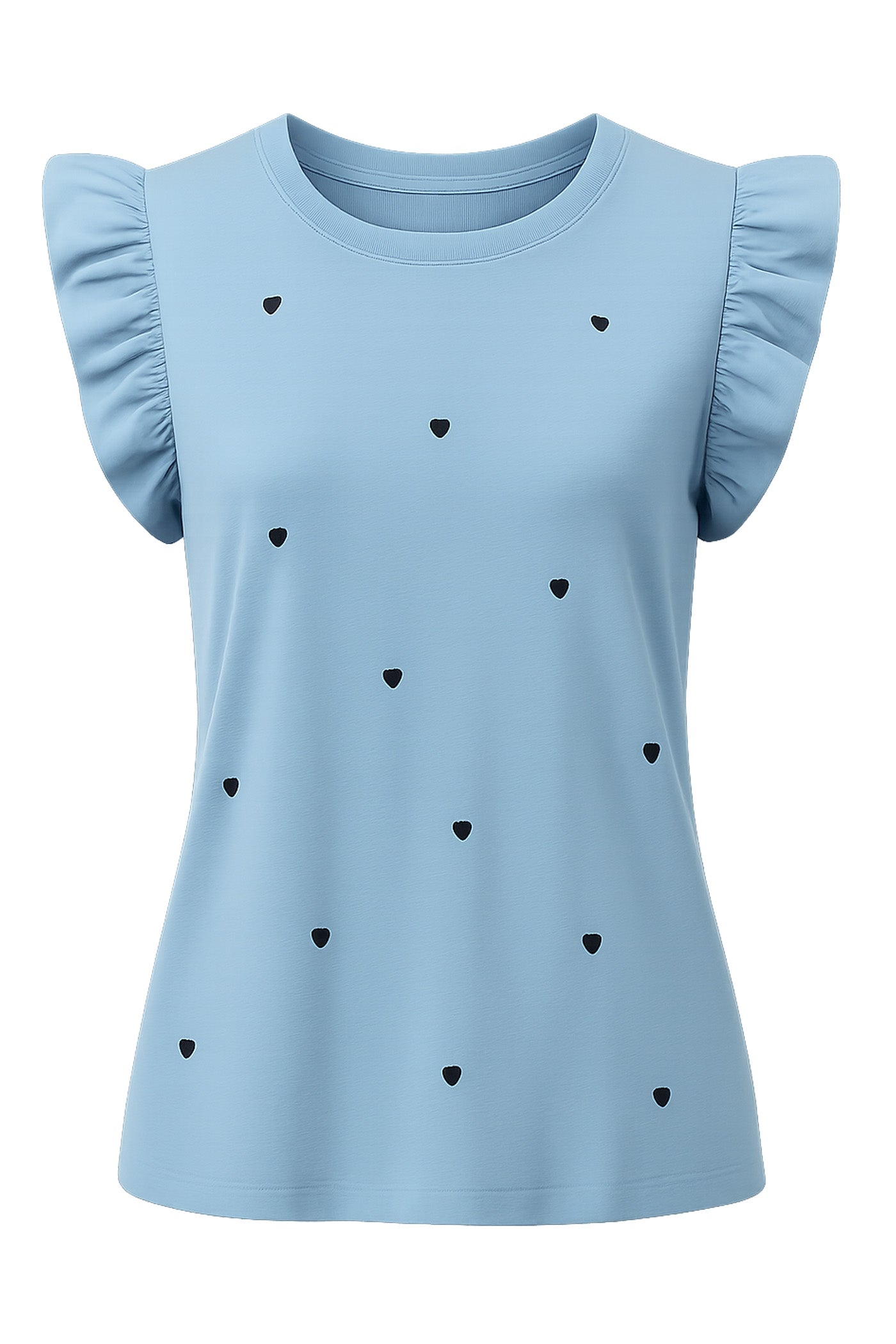 North Ruffle Trim Top Airy Blue