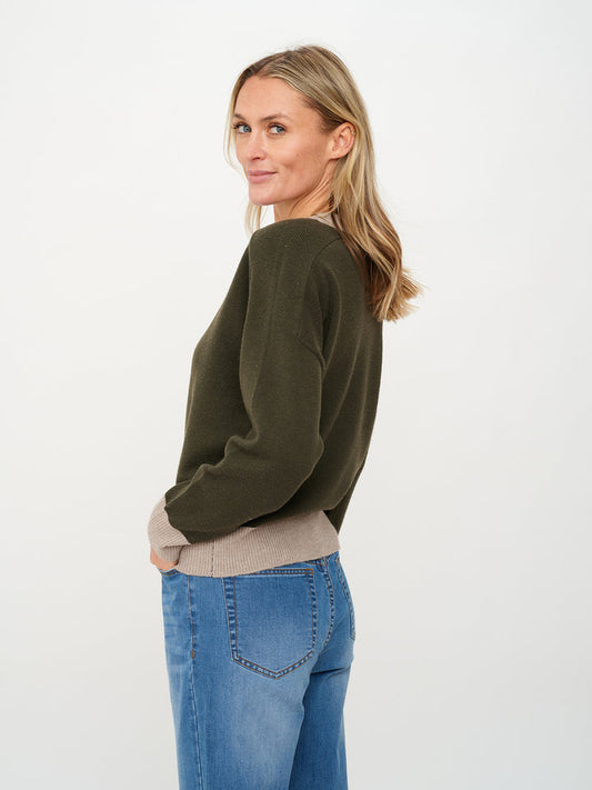 Dylan Crew Neck Latte Olive