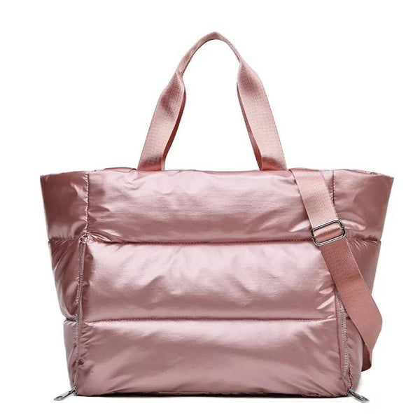 Matte Finish Quilted Puffer Tote Pink