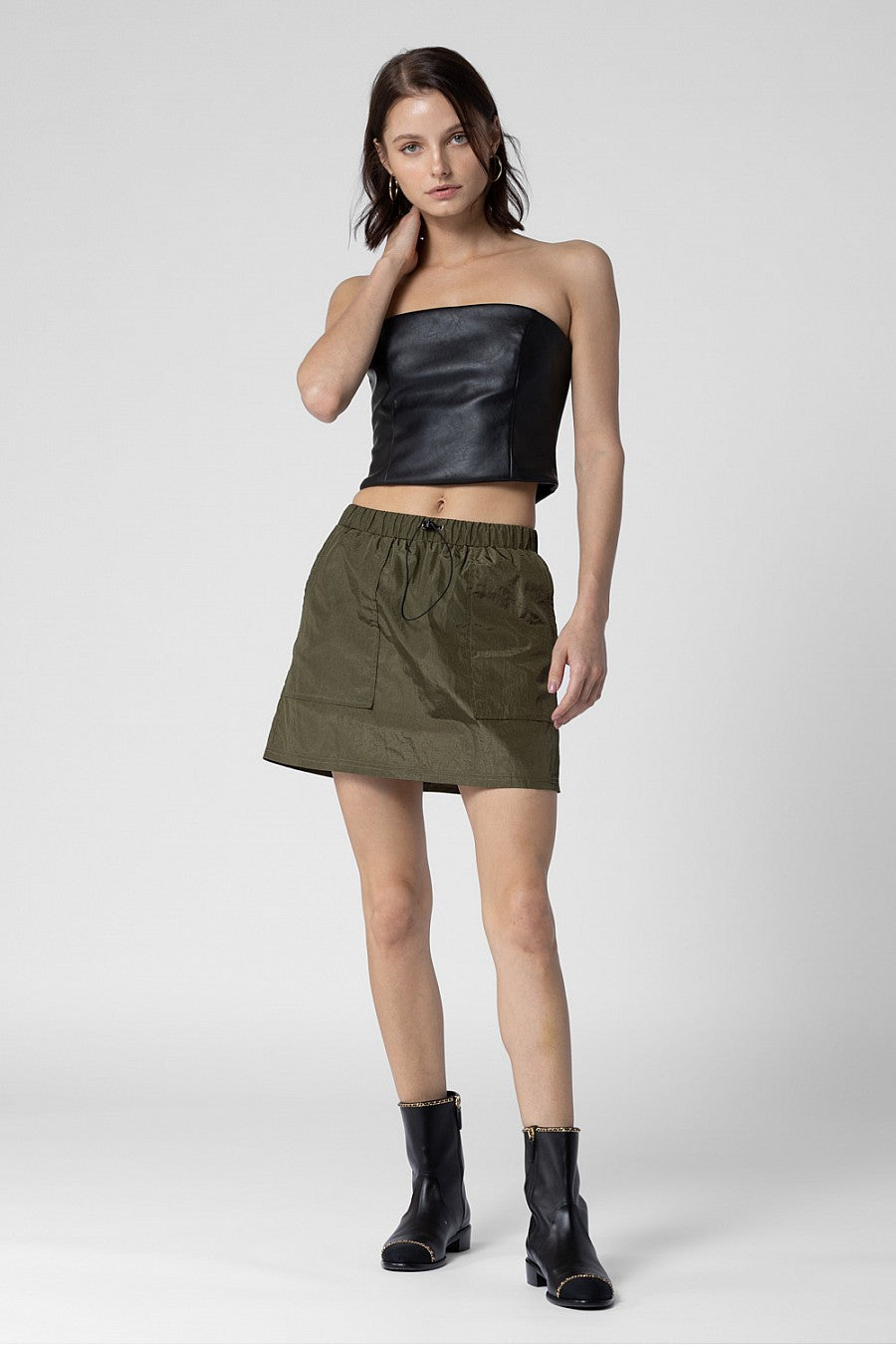 Multi Pocket Mini Skirt Khaki