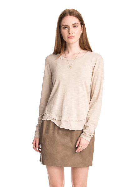 Ava Mock Layer Long Sleeve Taupe 2022