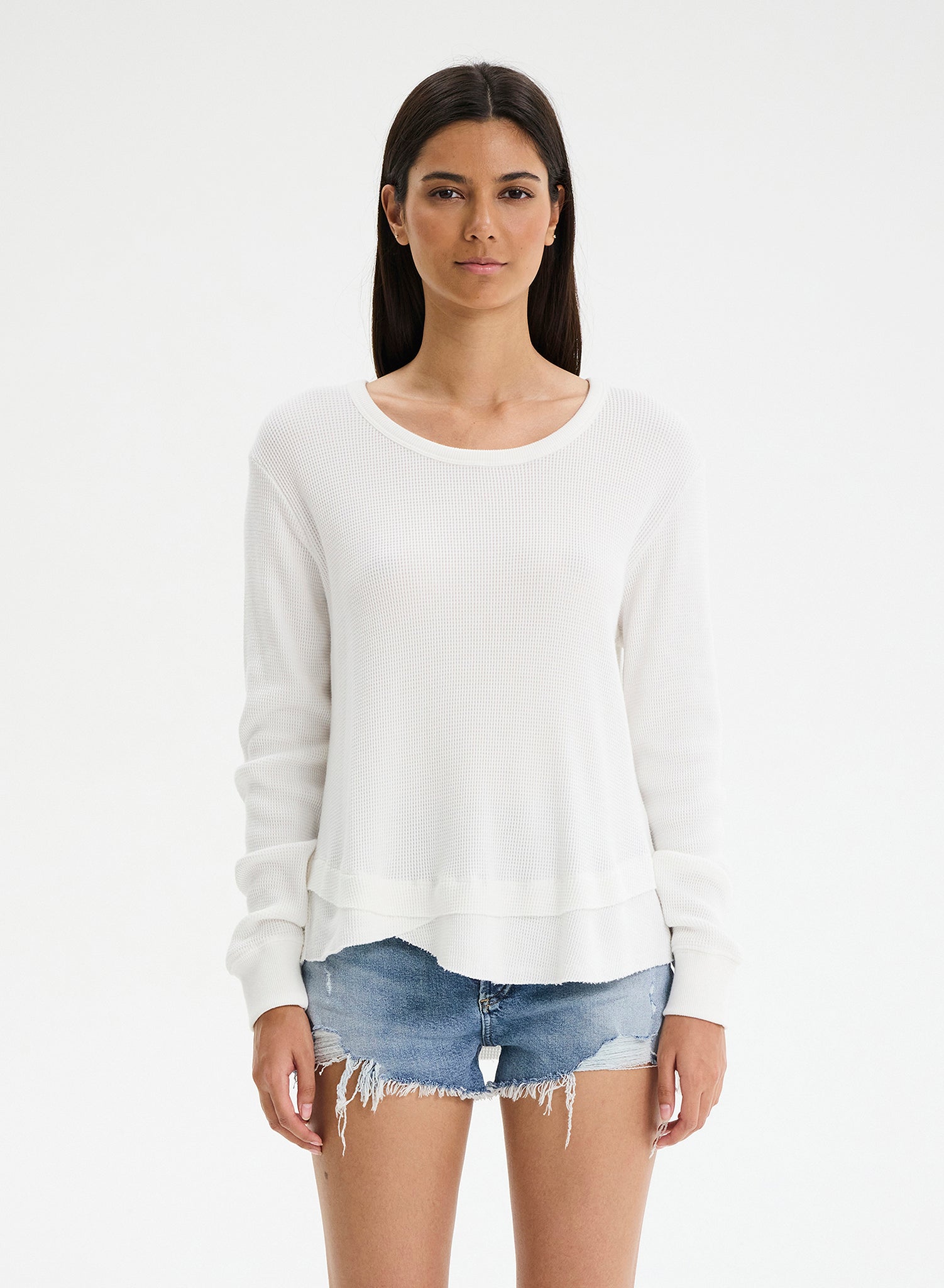 Ava Mock Layer Sweatshirt White