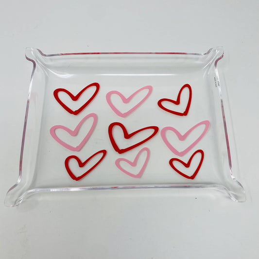 Love Heart Valentines Day Acrylic Lucite Tray