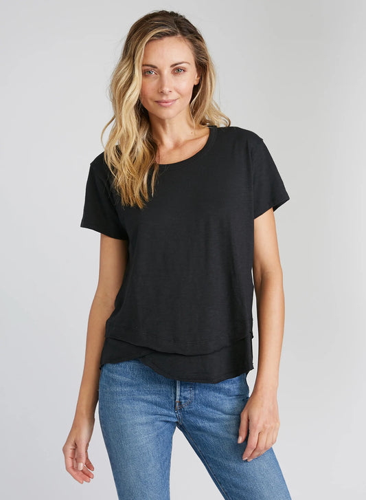 Ava Mock Layer T-Shirt Black