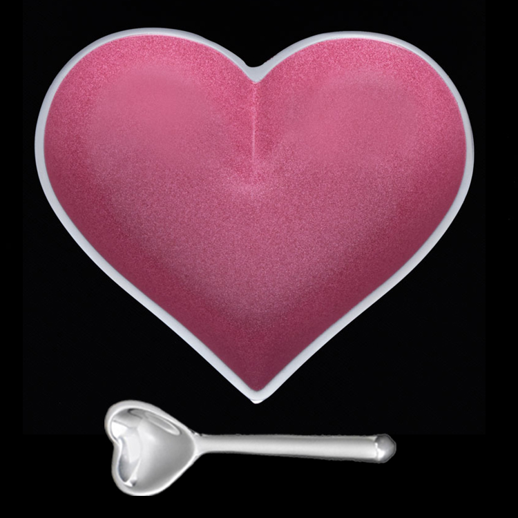Happy Raspberry Pink Heart with Heart Spoon