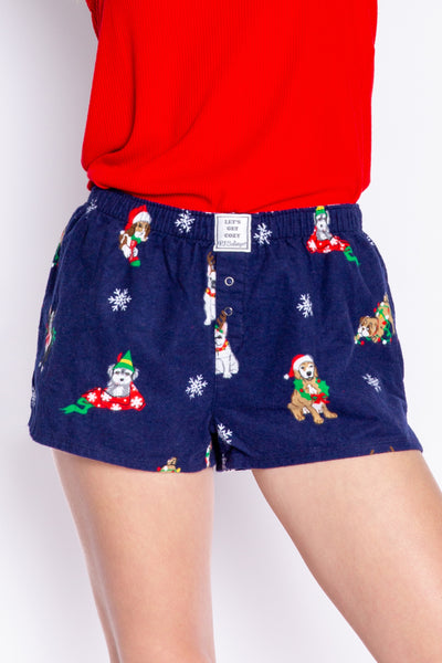 Holiday Dog Flannel Shorts