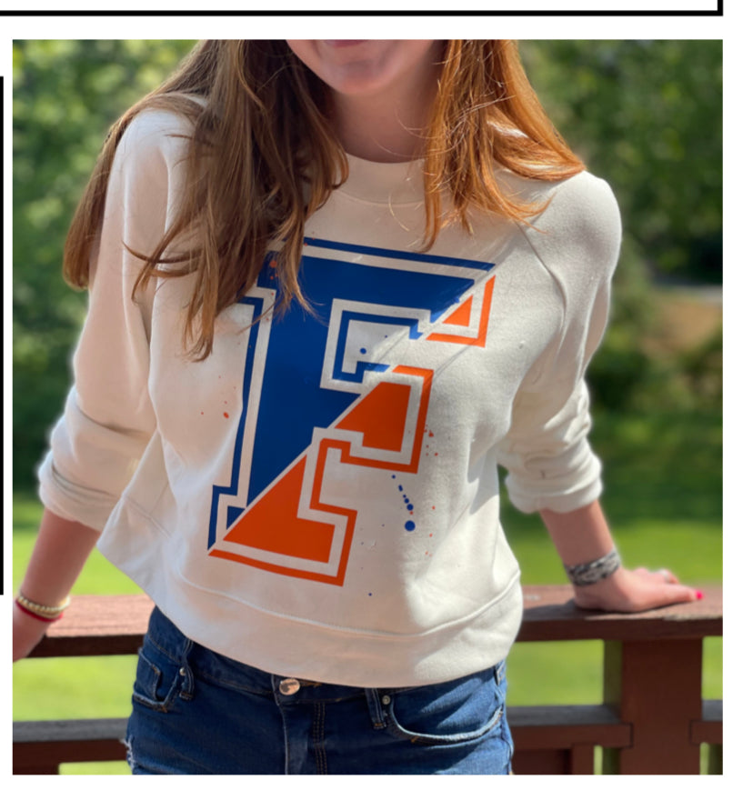 Split splatter initial crewneck