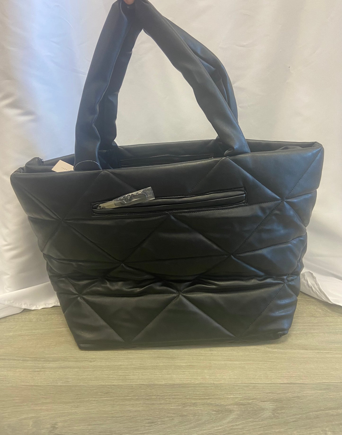 Large Quilted Nappa Tote Black
